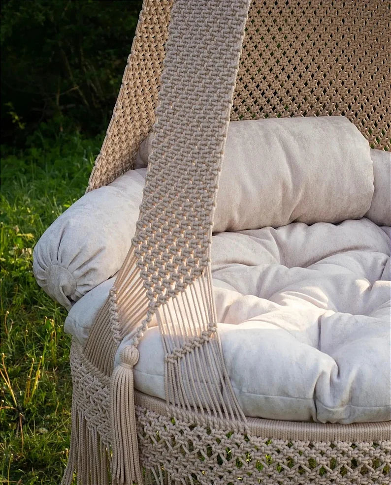 Cream Macrame Swing For Adults 35 inches - Leechoo